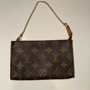 Louis Vuitton Monogram Wristlet with Gold Chain
